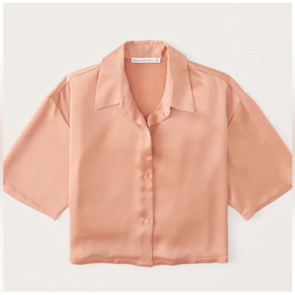 Abercrombie & Fitch Tops - Abercrombie Satin Cropped Shirt NEW - Size XS | Color: Brown